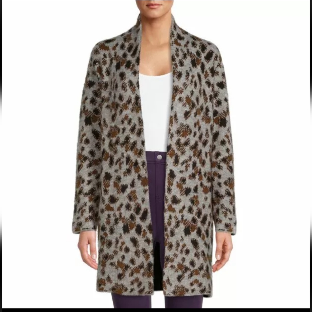 Time and Tru Open Front Cardigan Sweater Animal Print Size S  NWT